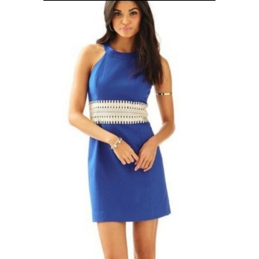 Lilly Pulitzer Ashlyn Shift Dress Size 12 Bomber Blue Sleeveless Party‎ Tea NEW